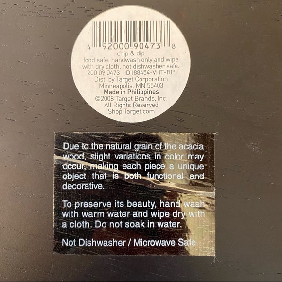 Mid Century Modern Style Heavy Acacia Wood Chip & Dip Serving Tray - Picture 10 of 12